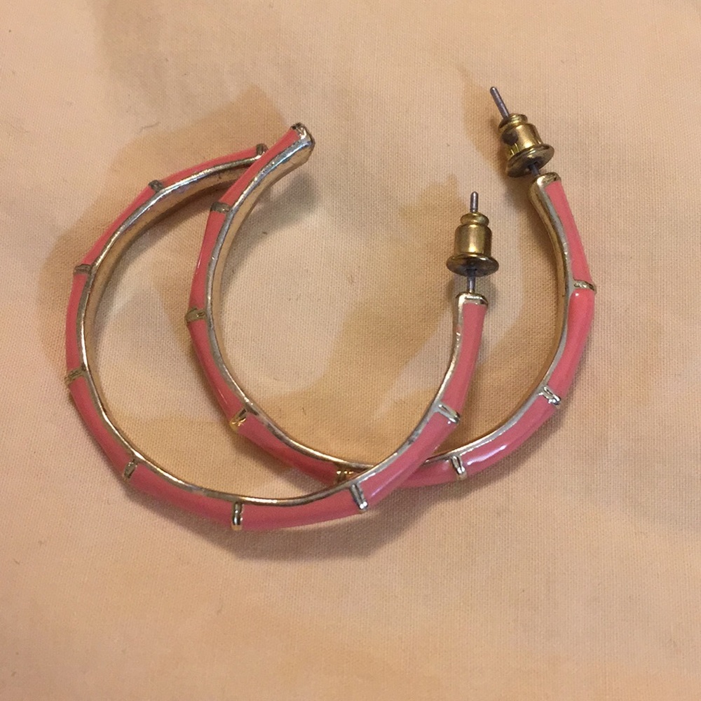 Bamboo style hoop earrings - Picture 3 of 7